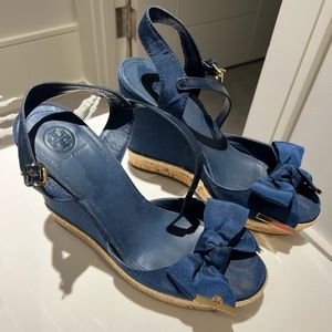 Tory Burch Bow Espadrilles sandals Navy size 10